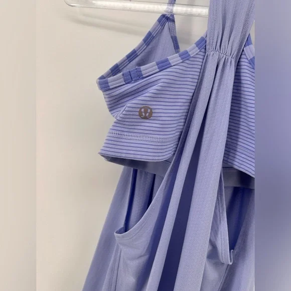 Lululemon No Limits Tank Top Size 6 Bra Support Light Blue Racerback Logo - Picture 4 of 5